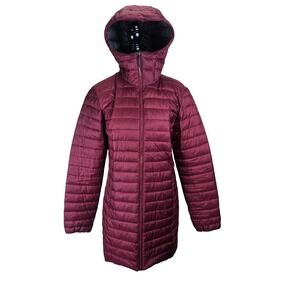 Alpine Design Womens Puffer Coat Small Quilted Hooded Jacket Maroon Packable Ski